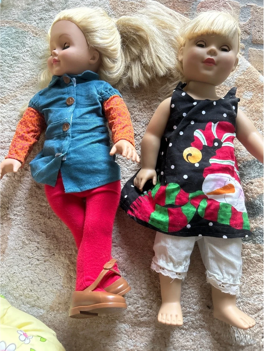 Pair of Madame Alexander Blonde Hair Dolls with Clothes and Shoes